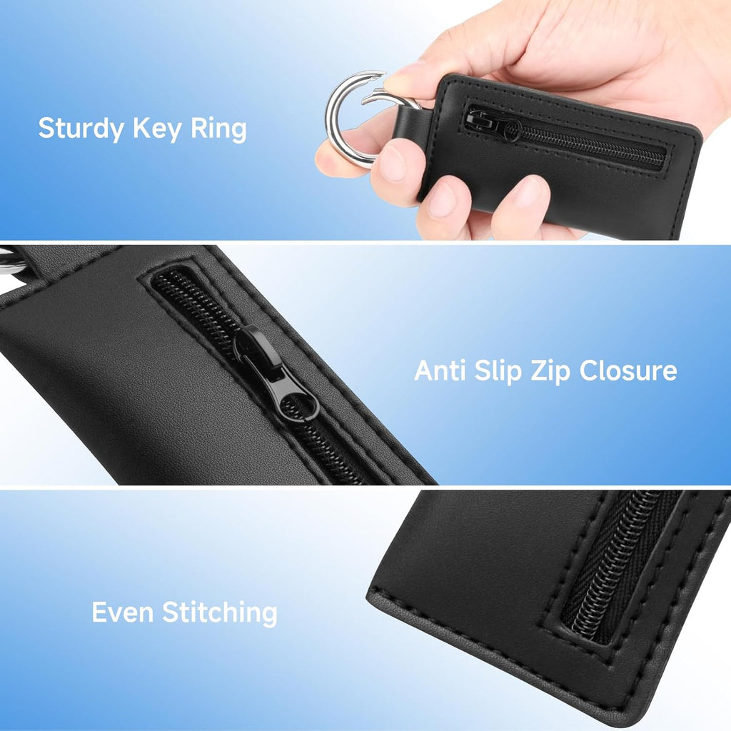Microfiber USB Flash Drive Holder Case with Keychain, Black - Image 6