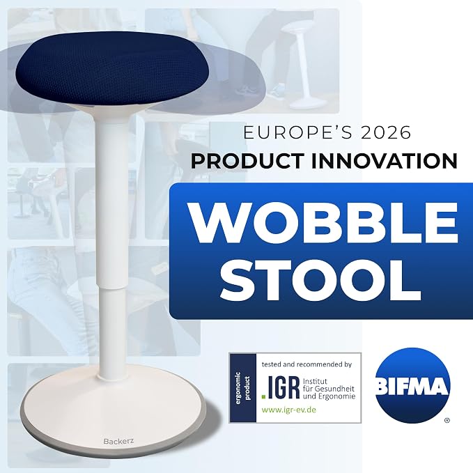 Standing Desk Stool Chair, Height Adjustable Stool 21-31 inch for Office and Classroom, Swivel seat, Anti-Slip Bottom Ergonomic Wobble Stool with Rocking Motion, Blue - Image 2