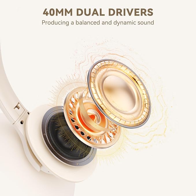 KVIDIO Bluetooth Headphones Wireless Over Ear Headsets 65H Playtime | Deep Bass, HiFi Stereo, Bluetooth 6.0, Microphone, Comfortable Fit, Foldable, Lightweight, Low Latency for Travel Home Office - Image 4