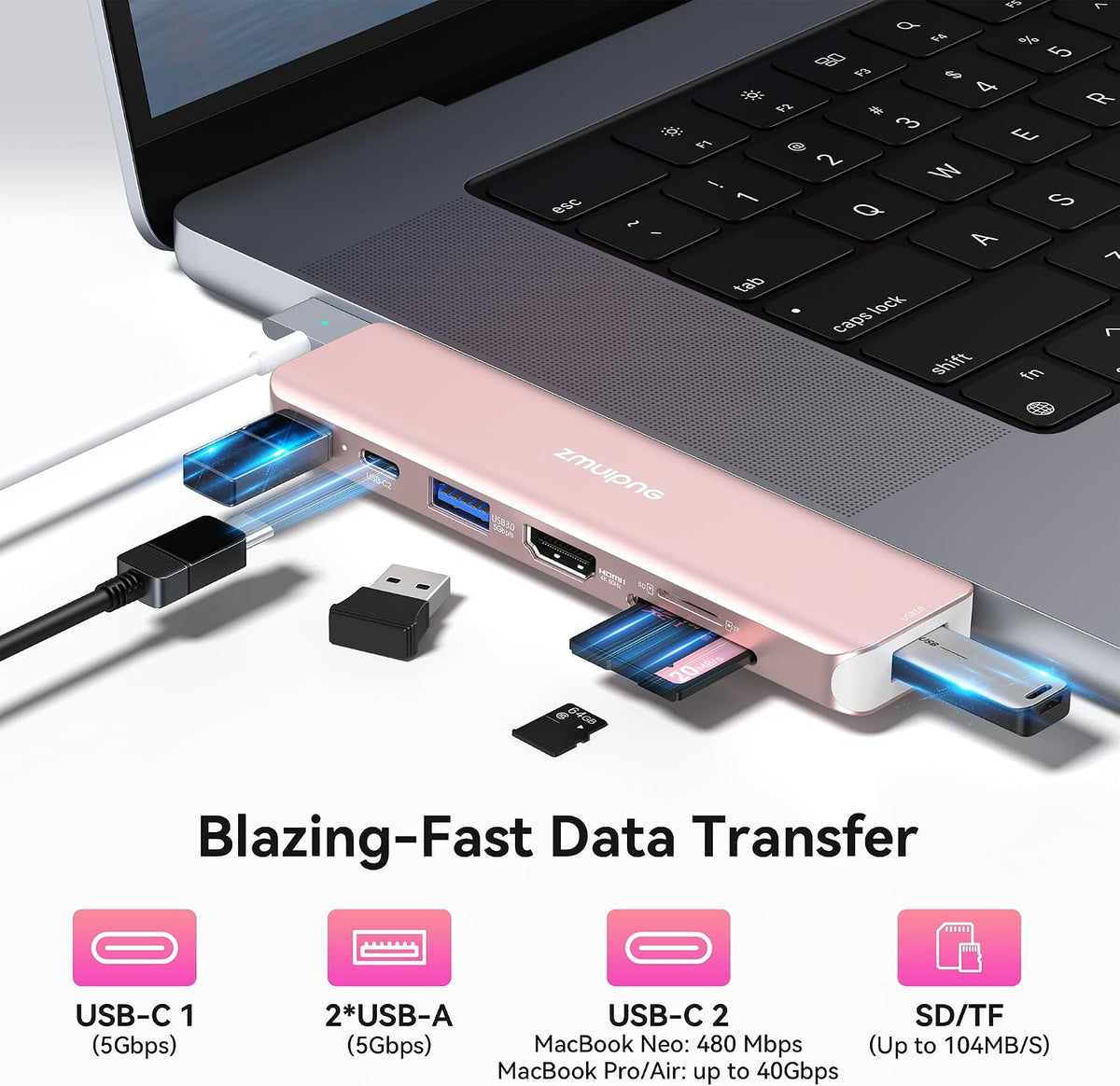 USB C Hub Adapter for MacBook Neo/Pro/Air M5 M4 M3 M2 M1 2026-2018 13"-16" - Image 7