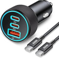 67W 3-Port Super Fast Type C Car Charger USB C for Samsung S26 S25 S24 S23 | iPhone 17/16/15 Pro Max, Android, Cigarette Lighter USB Charger Car Phone Adapter Accessories for Men Women + 3FT USB-C Cable by KENHAO