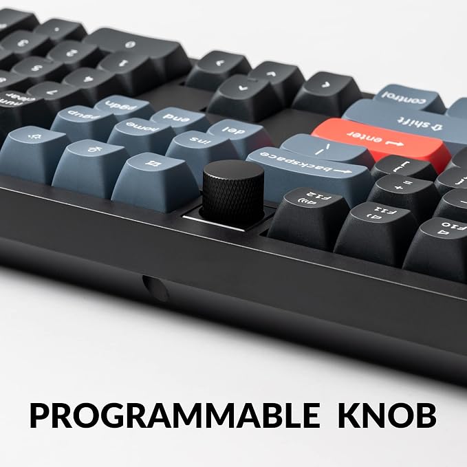 Keychron V6 Wired Custom Mechanical Keyboard Knob Version, Full-Size QMK/VIA Programmable Macro with Hot-swappable Keychron K Pro Red Switch Compatible with Mac Windows Linux Black (Non-Transparent) | QMK Programmable with Hot-swappable Keychron Red Sw... - Image 4
