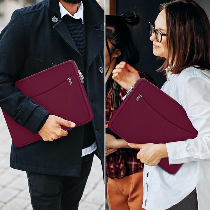 Laptop Sleeve 15.6 inch, Shockproof Protective Laptop Cover Briefcase Carrying Bag with Accessory Pocket, Portable Computer Case Compatible with MacBook, HP, Dell, Lenovo, Asus, Wine Red - Image 7