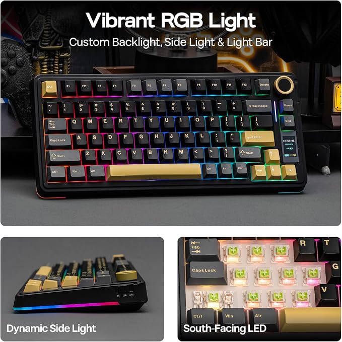 EPOMAKER X Aula EA75 MAX Wireless Gaming Keyboard with Screen & Knob | 5000mAh, Hot-Swap, Lubed Switches, RGB Backlit, Creamy Gasket, 75% Mechanical Keyboard (Black, Reaper Switch) - Image 4