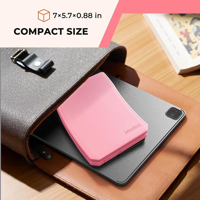 MEETION Foldable Ergonomic Bluetooth Keyboard, Split, Portable, Pink | Compact rechargeable folding keyboard with split ergonomic design, ideal for business travel, for Windows, Mac, iPad, Android - Image 8