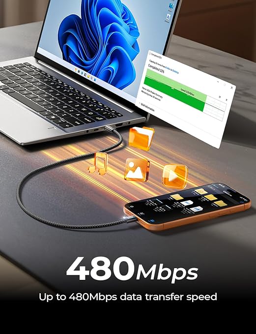 LISEN 240W Short USB C to USB C Cable (1.5FT+1 5FT) | 2-Pack, Black | USBC Cable for iPhone 17/16/15 Pro Max, iPad Pro/Air, MacBook Pro/Air, Samsung Galaxy S26 Ultra, Laptop - Image 6