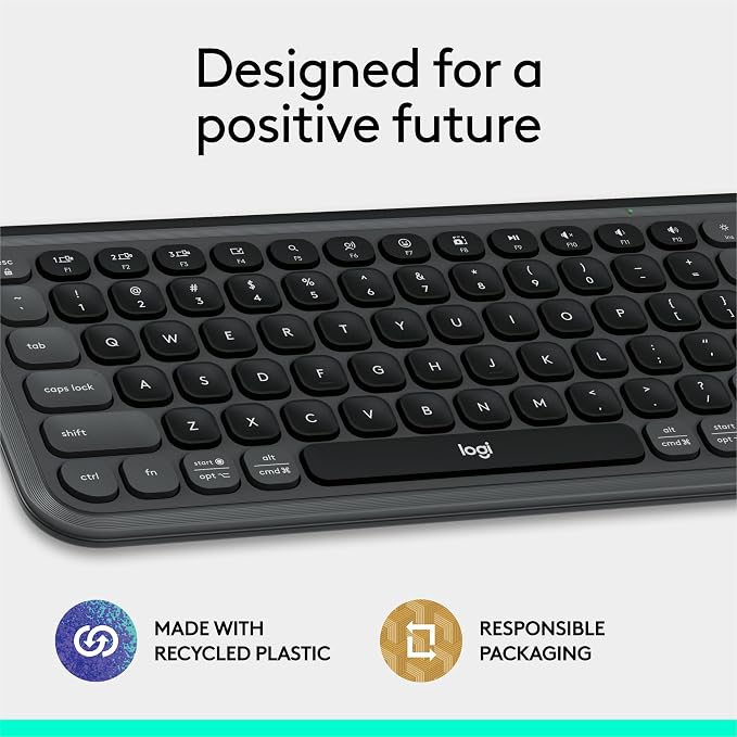 Logitech POP ICON Keys Wireless Bluetooth Keyboard - Graphite and White | Comfortable typing, programmable keys, easy-switch for up to 3 devices, for laptop, tablet, and PC - Image 11