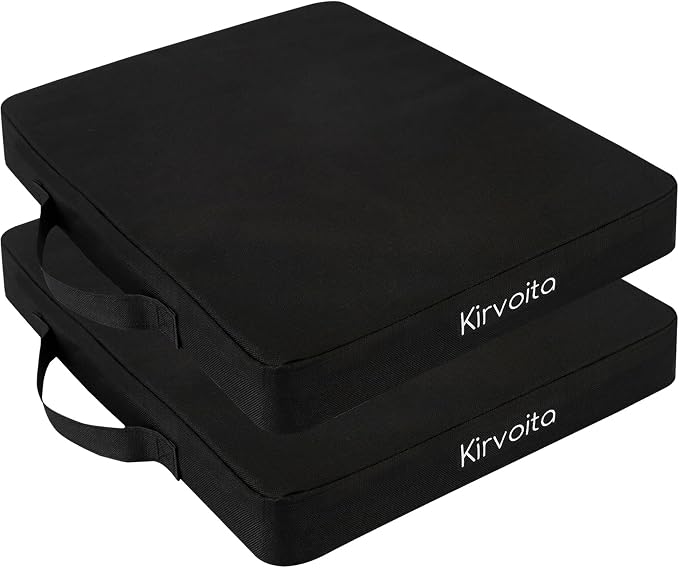 Multi-Functional Stadium Seat Cushions 2 Pack, Waterproof Oxford Filled with High Resilence Sponge, for Any Outdoor Events Use (Black) by KIRVOITA