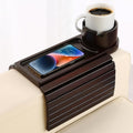 Couch Cup Holder Tray,Bamboo Couch Armrest Table,Black Walnut by BAMTRAY