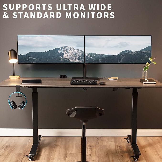 VIVO Full Motion Dual Monitor Desk Mount Clamp Stand VESA, Double Center Arm Joint, Holds 2 Screens up to 34 inches, STAND-V102D - Image 2