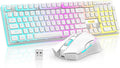 RedThunder K10 Wireless Gaming Keyboard and Mouse Combo, RGB Backlit Rechargeable 3800mAh Battery, Mechanical Feel Anti-ghosting Keyboard + 7D 3200DPI Mice for PC Gamer(White Pudding) by RedThunder