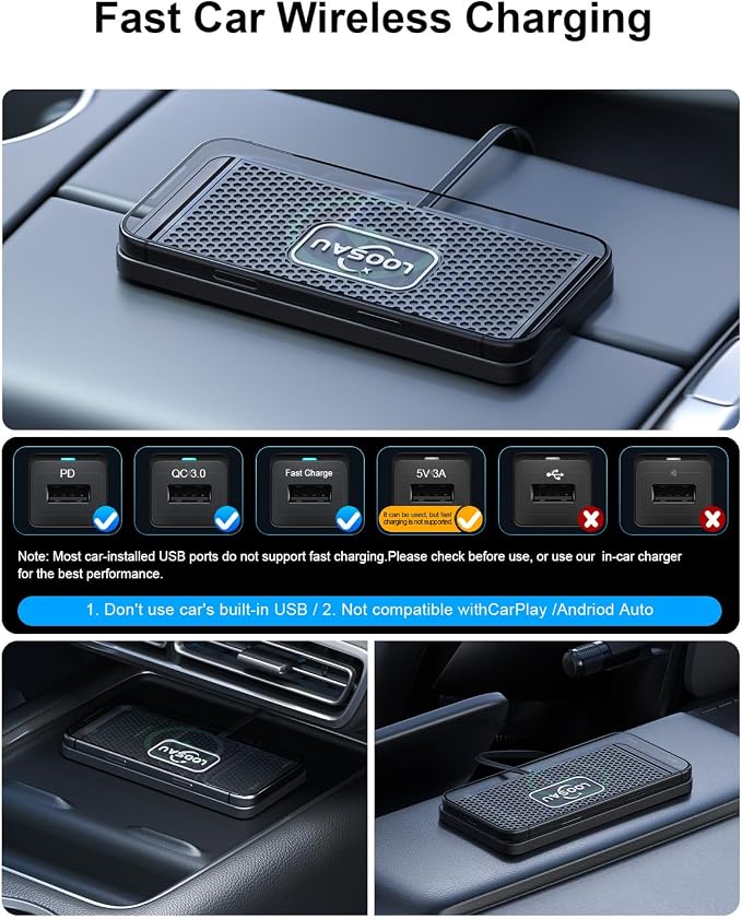 Wireless car Charger Charging pad 15w Non Slip FastCharger | for car Wireless Phone Charger for Android for iPhone 11/12/13/14/15/16 /17 Pro Max Xs,Samsung Galaxy S20, S10+ Note 9，LG - Image 2