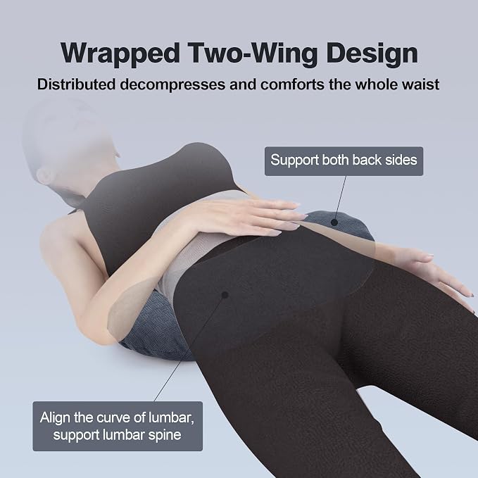 COMFYTHERA Lumbar Support Pillow for Sleeping Memory Foam Lumbar Support Cushion for Lower Back Pain Relief, Back Support Bed Pillow Waist Support (Dark Grey, Large) - Image 5