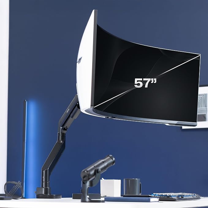 VIVO Heavy Duty Ultrawide Monitor Arm for 57 inch Screens up to 59.4 lbs, Desk Mount TV and Monitor Stand Designed for Samsung Odyssey Ark, Neo G9, ViewFinity S9, and More, Black, STAND-GT57 - Image 2