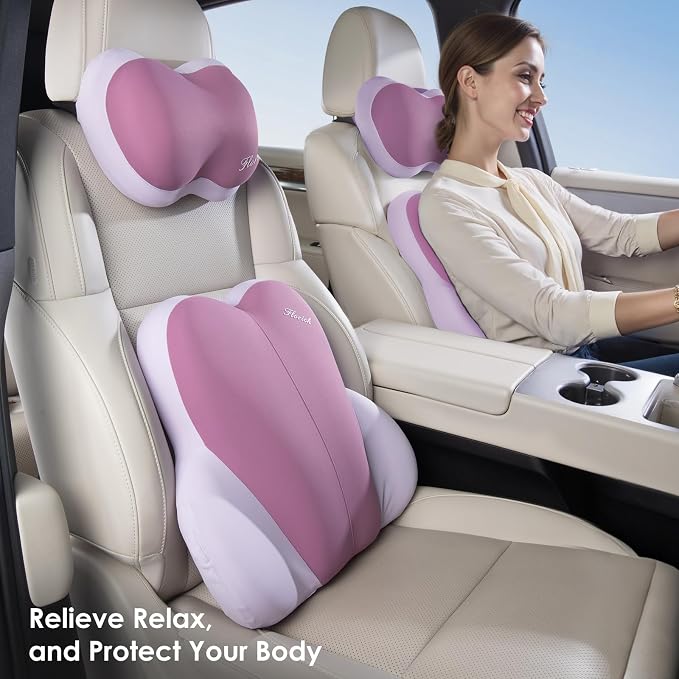 Lumbar Support with Car headrest Back Pillow for Chairs Headrest Pillow for Car Ergonomic Ultrathick Memory Foam Back Pillow for Office Chair (Purple) - Image 6