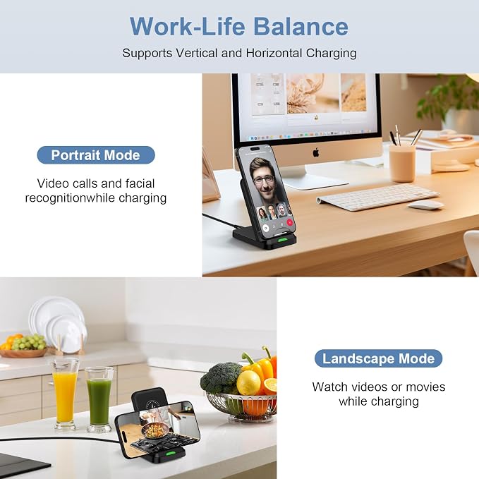 Samsung Wireless Charger Fast Charging Stand Desk Phone Station for Android Samsung Galaxy S26 Ultra/S25/S24/S23/S22/S21,15W Fast Wireless Charger Pad for Motorola Edge 2025/G Stylus 5G/G Power 2025 - Image 3