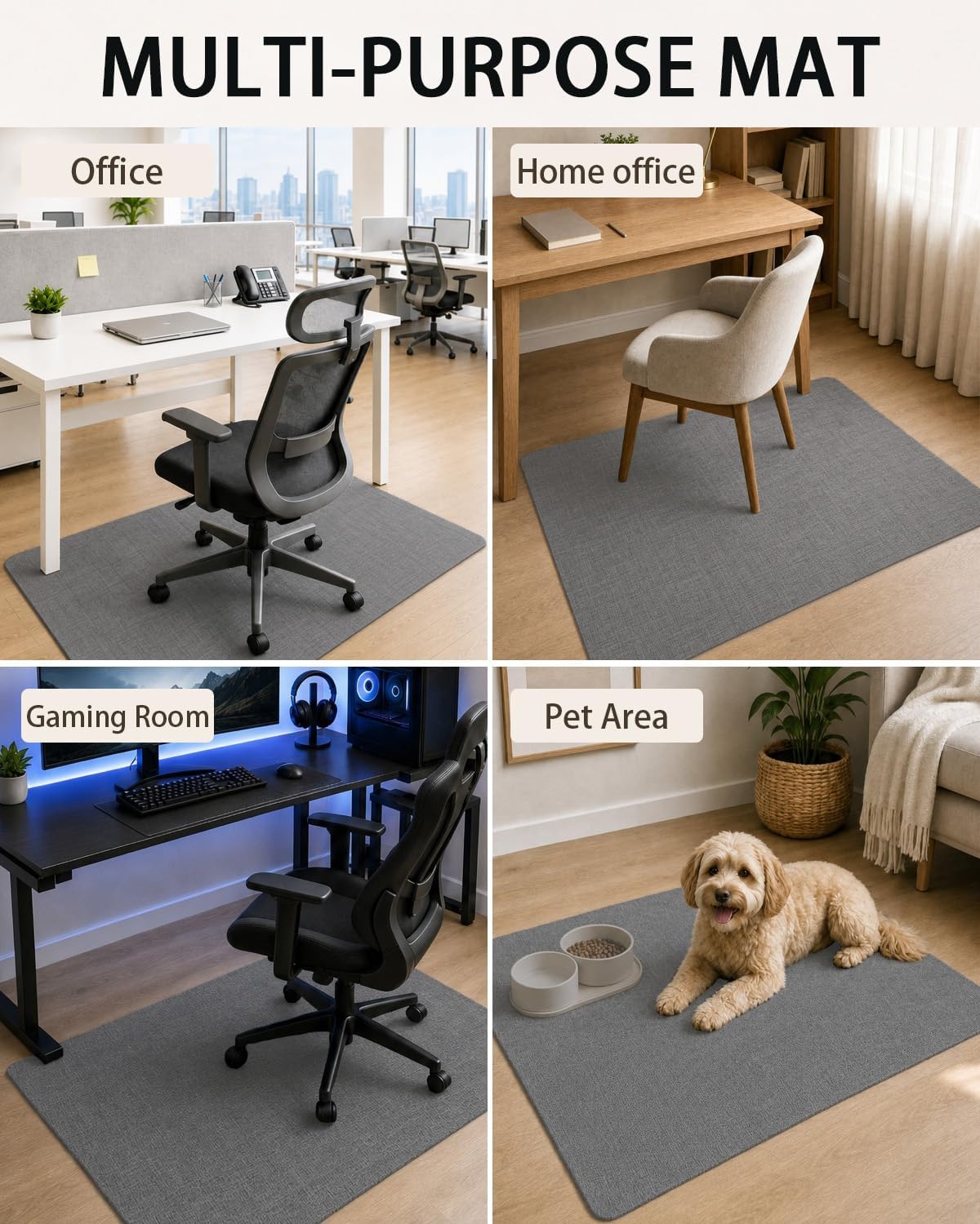Office Chair Mat, 36"x48" Anti-Scratch for Hardwood Floor, Dark Grey - Image 8