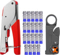 Coaxial Cable Crimper for RG59, RG6, 3-in-1 Coax Cable Repair Kit with Wire Stripper Adjustable for RG59, RG11, RG7, F-Type RG6 Connector for Satellite TV, Home Theater and Network Cabling (19) by ELenest