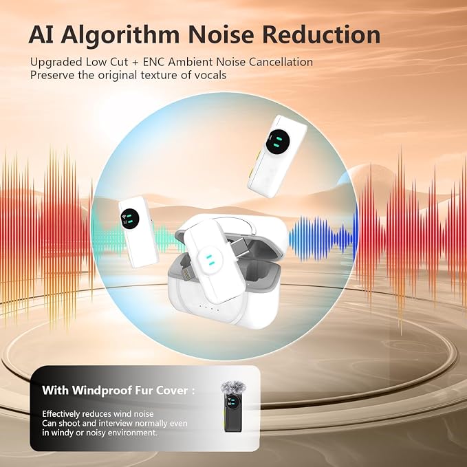MAYBESTA Wireless Lavalier Microphone for iPhone Android Phone | Bluetooth Lapel Mic, Clear Voice, Noise Cancelling, Charging Case, Mini Clip on, Podcast Vlogging TikTok Interview - Image 2