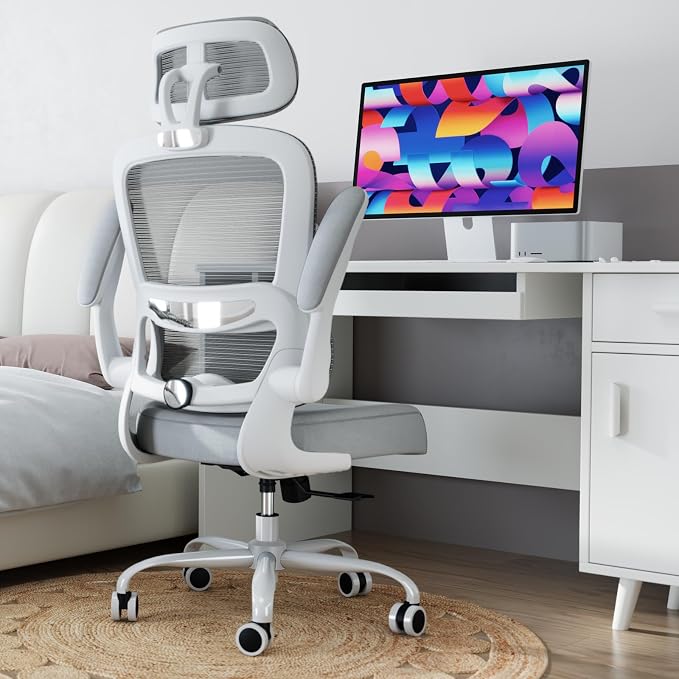 TRALT Office Chair Ergonomic Desk Chair - Gaming Chair with Lumbar Support | 330 LBS Home Office Desk Chairs with Headrest, Reading Chair with Flip-up Armrests, Comfortable Computer Chairs (1, Grey) - Image 8