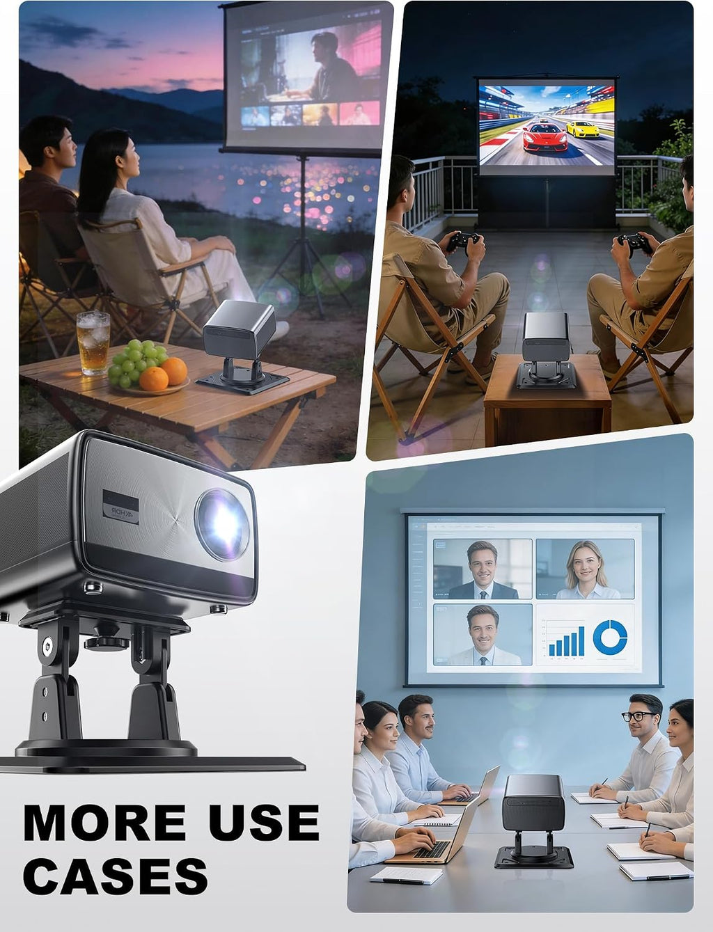 3-in-1 Projector Stand, Ceiling Wall Desktop Mount, 360° Swivel & 180° Tilt, 1/4 Inch Screw, ABS Material, Works with Nebula Capsule 3/Air/Pro, XGIMI Halo+/MoGo and Most Projectors (Black) - Image 7