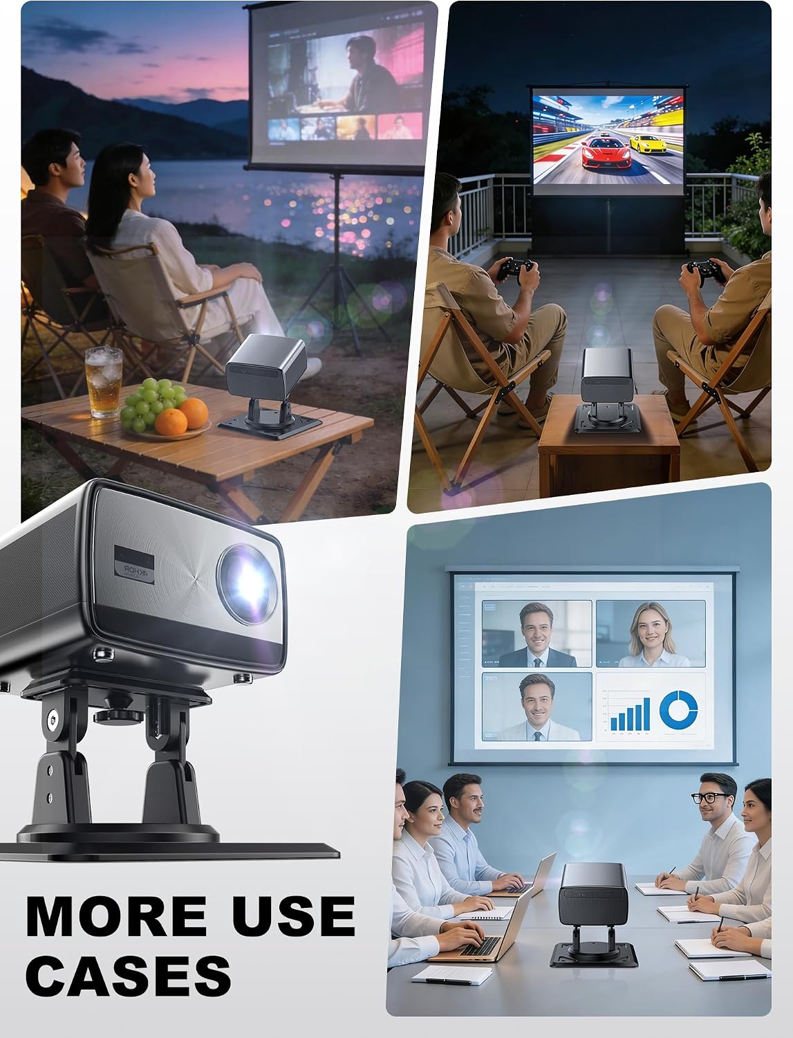 3-in-1 Projector Stand, Ceiling Wall Desktop Mount, 360° Swivel & 180° Tilt, 1/4 Inch Screw, ABS Material, Works with Nebula Capsule 3/Air/Pro, XGIMI Halo+/MoGo and Most Projectors (Black) - Image 7