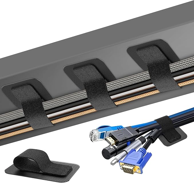 Cable Management Under Desk, Enhanced up to 15 Cord Organizer30 Pair | Reusable, No Residue Left, Adjustable Hook and Loop Cable Ties, Wire Hider Under Table, Home Office Essentials by Liveabetterlife