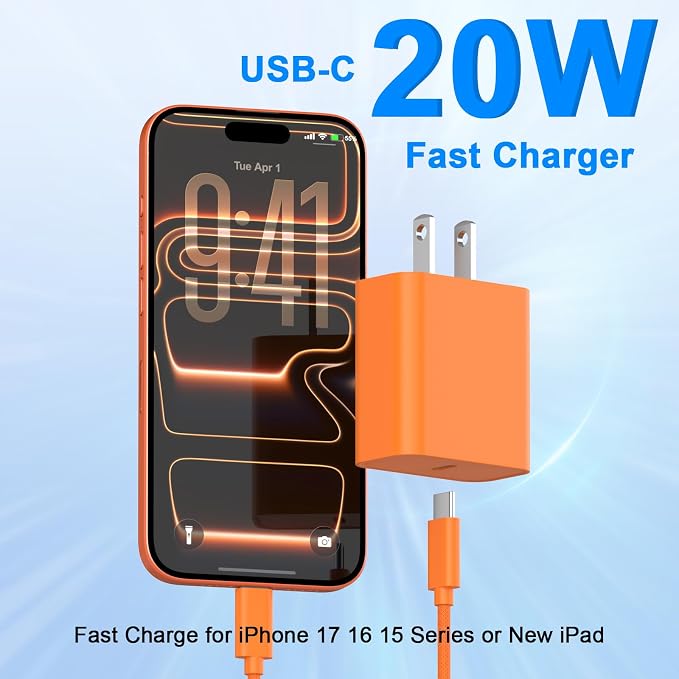 iPhone 17 16 15 Charger Fast Charging 10FT, 20W USB C Charger Block & Cable | 2Pack [Apple MFi Certified] 20W Type C Charger & 10FT Long Type C Charging Cord for iPhone 17/17 Pro/17 Pro Max/16 15 Pro Max - Image 2