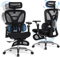 MALOL Ergonomic Office Chair, 400lbs High Back Mesh Desk Chair with 6D Armrests, 3D Headrest, Adjustable Lumbar Support, Seat Depth Adjustment, Tilt Lock, Metal Base & PU Wheels, Black by MALOL