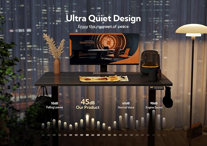 Claiks Electric Height Adjustable Standing Desk, 63x24 Inch, Black | Smooth Height Adjustment, 3 Memory Presets, Cable management hub & hook, Stable Steel Frame, 156 lbs Capacity, Easy Assembly - Image 7