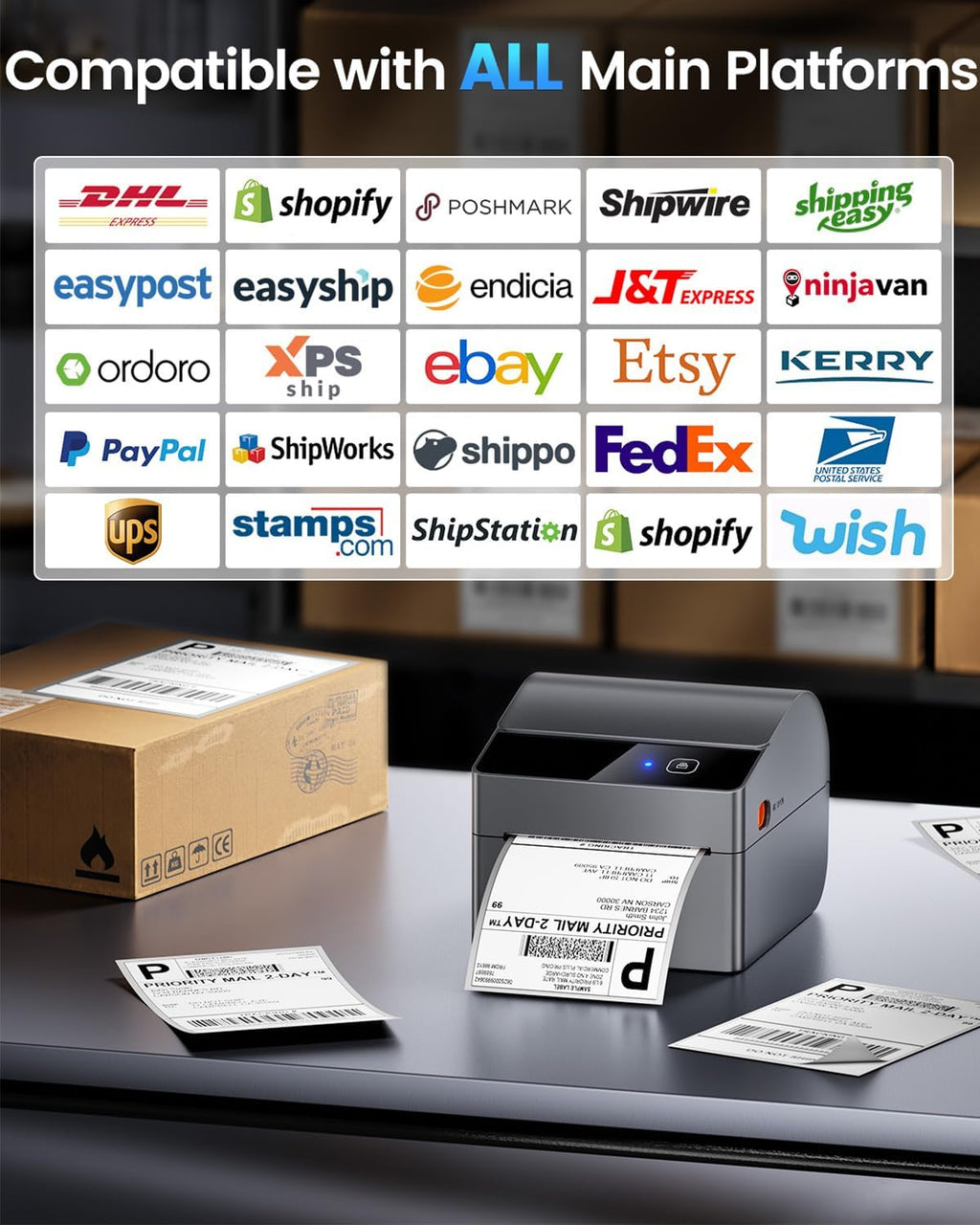Bluetooth Shipping Label Printer with 750 Pcs Labels - Image 7