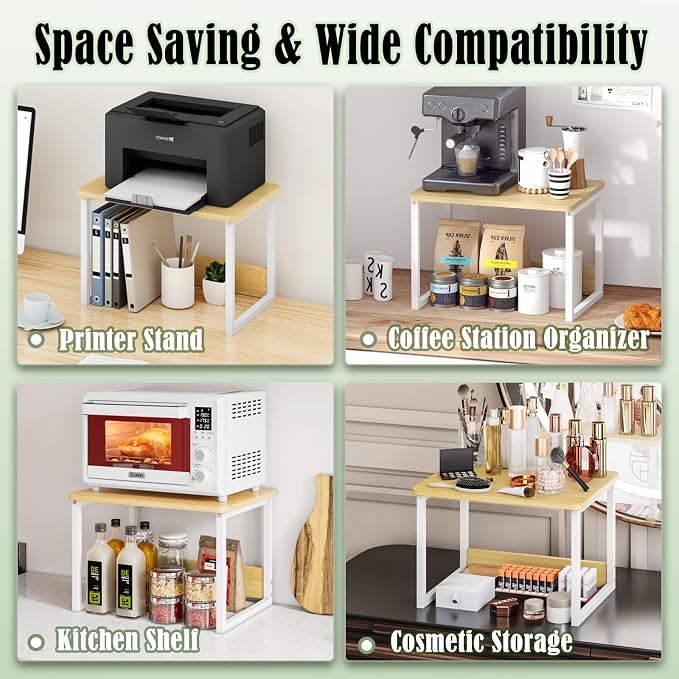 MARTY Desktop Printer Stand 2 Pack Printer Shelf for Desk Home/Office,Maple | Small Printer Stand for Desk, Printer Riser with Storage, Monitor Riser, Under Desk Small Table for Fax Machine Scanner - Image 7