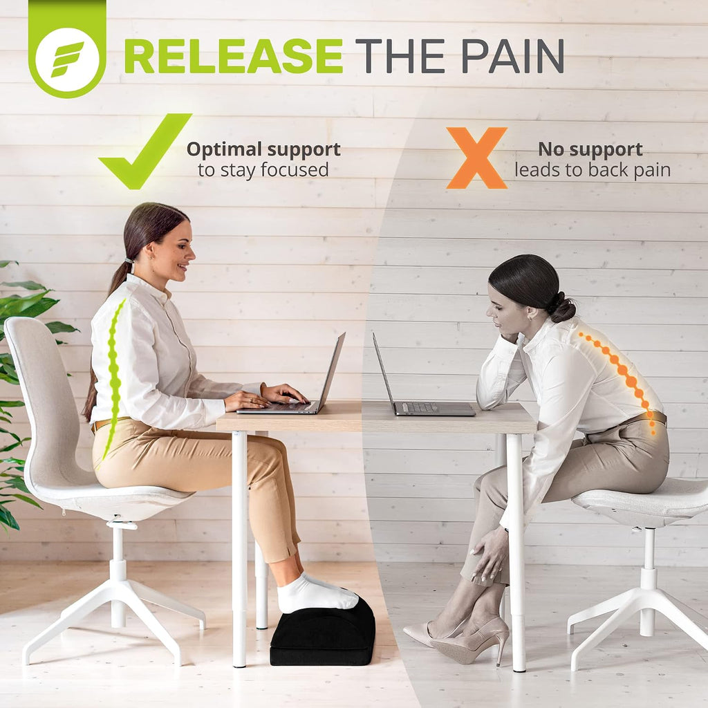 ErgoFoam Chiropractor-Endorsed Orthopedic Teardrop Design 2in1 Adjustable Under Desk Foot Rest for Lumbar Back Knee Pain (Black) - Image 7