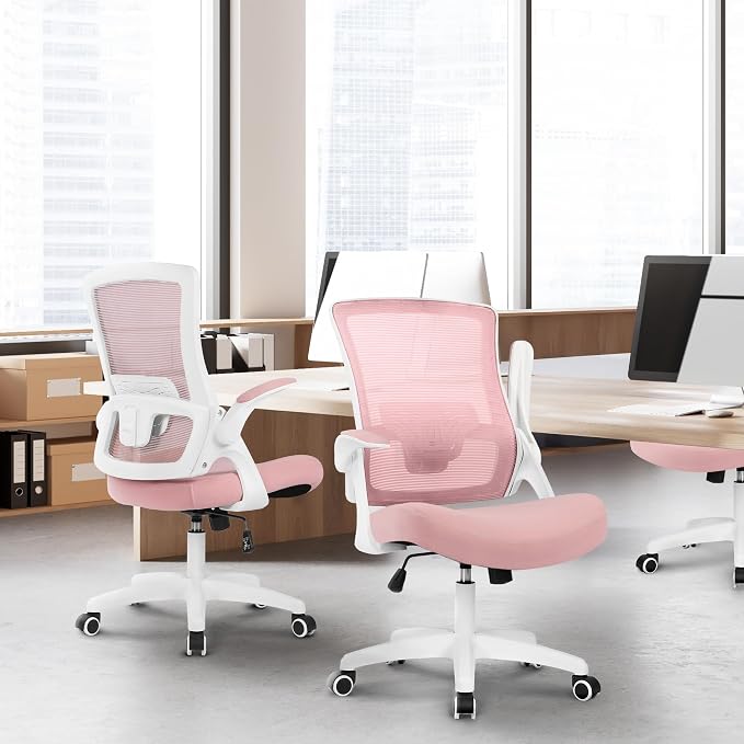 NEO CHAIR Office Desk Chair High Back Mesh Chair Adjustable Lumbar, Pink | Ergonomic High-Back Design with Breathable Mesh, Flip-Up Armrests, Comfortable Support for Home office or Computer Work - Image 8
