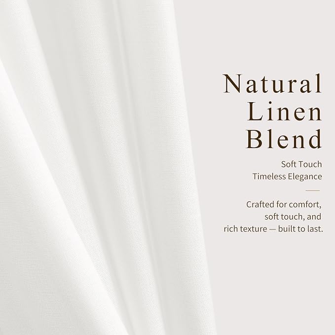 Hokibero Ivory Pinch Pleated Linen Curtains 120 Inch Long for Living Room | White Light Filtering Semi Sheer Curtain,Back Tab Hooks Rings,Farmhouse Textured Privacy Drapes for Bedroom Window,2 Panels - Image 5
