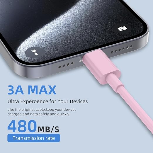 LDHTY CarPlay Charging Cable, USB A to USB C Cable, 2-Pack [3FT+6FT] Pink | For iPhone 17/Pro/Pro Max/17e/Air, Apple 16/15 Series, Type C Charger Cord for Car, iPad Pro/Air for Android - Image 5