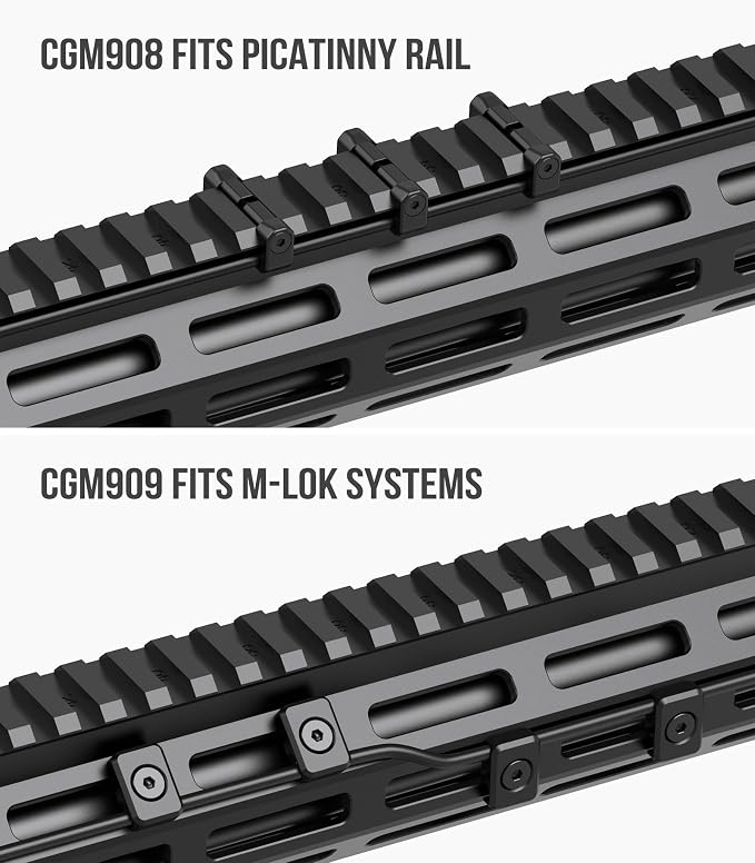 Pressure Switch Cable Management Kit Compatible with M-LOK/Picatinny Rail, Pressure Switch Cable Guides, Cable Clips, Wire Management for Flashlight/Laser, 16 Pack(8 Mlock + 8 Picatinny) - Black - Image 2