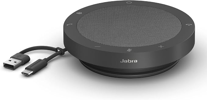 Jabra Speak2 40 Portable Speakerphone - 4 Noise-Cancelling Mics, 50mm Full Range Speakers with Wideband Audio for Clear Sound, USB-A/USB-C Connections - Certified Microsoft Teams Speaker - Dark Grey by Jabra
