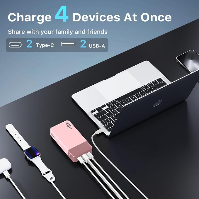 NOBIS Portable Charger 45W 20000mAh Power Bank Fast Charging | 2C+2A Battery Pack with C to C Cable, Battery Bank with Digital Display for iPhone Android Laptop etc - Image 4
