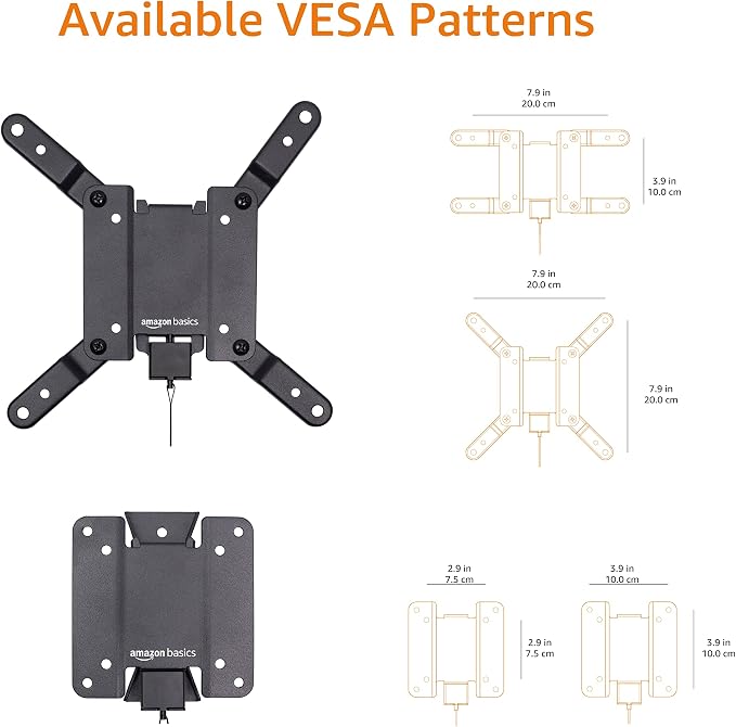 Amazon Basics Fixed Flat TV Wall Mount, Low Profile, for 12" to 40" TVs, VESA 200x200, 40 lbs Capacity, with Installation Template, Black - Image 5