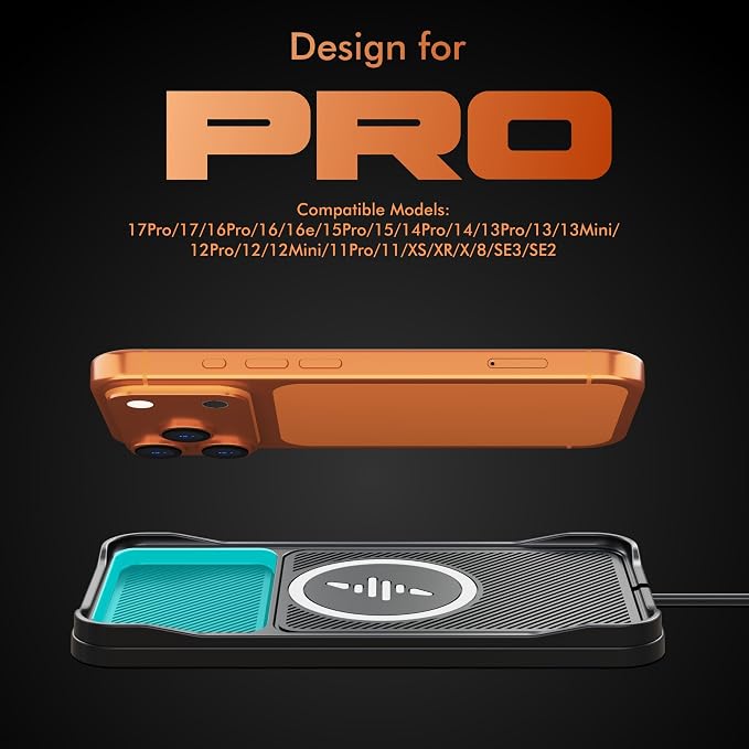 Wireless Car Charger,15w Fast Car Wireless Chargers Charging pad Non Slip Charger for Car Wireless Phone Charger for iPhone 17/16/15/14/13/12 Pro, SE3/SE2/XS/X/XR/8, 100cm Cable - Image 2