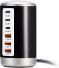 60W USB Charging Station, 6-Port (3 USB-A & 3 USB-C) Compatible with iPhone 15/14/13/12/11, Tablets, Smartphones Black by Improveyourqualityoflife
