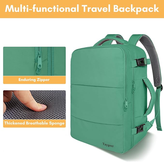 Taygeer Travel Backpack for College Woman, Backpack for 15.6 inch Laptop | Lightweight TSA Friendly Bag for Women with Water Bottle Holder, Back Pack Carry On Luggage for friend Gym Sport,Green - Image 8