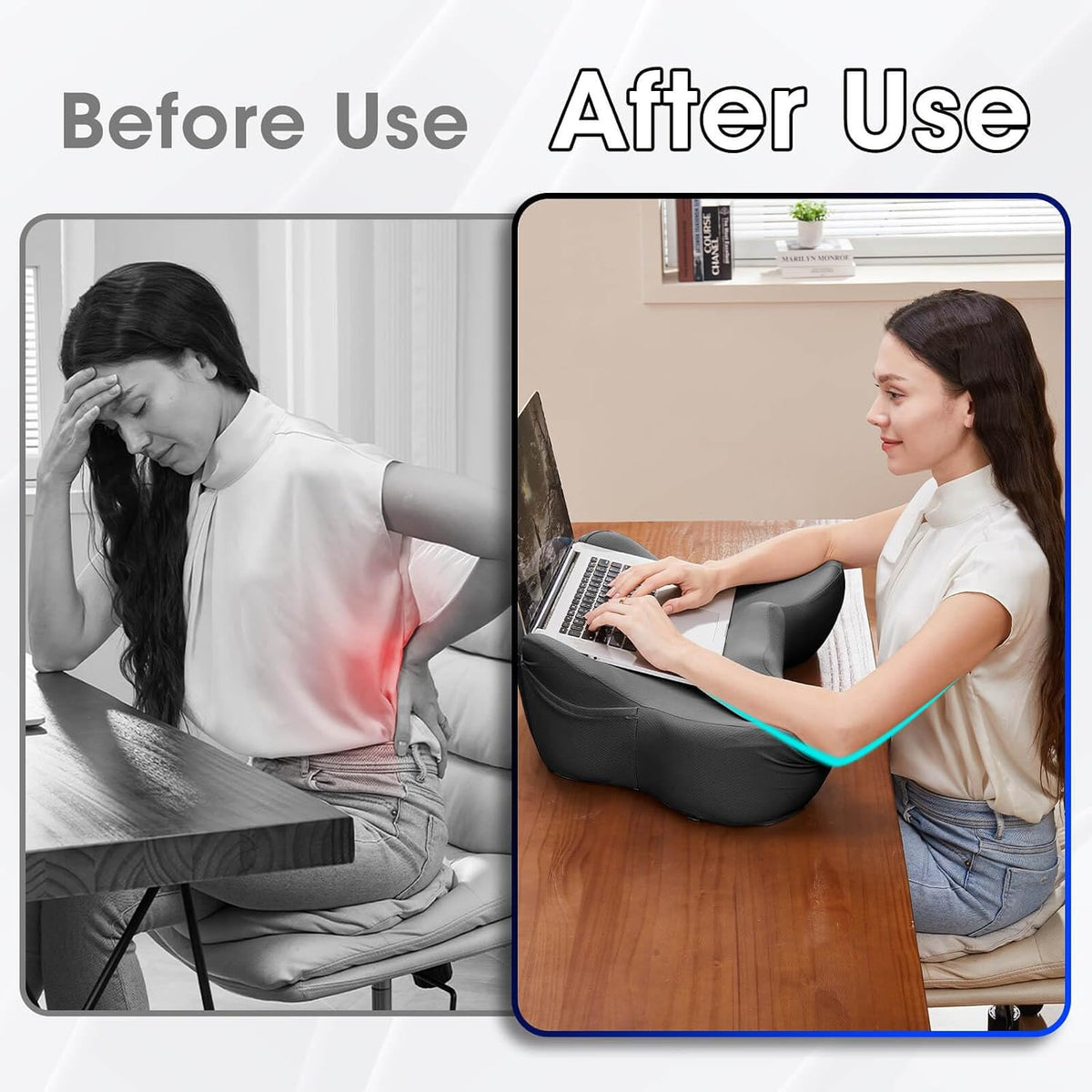 Lap Desk, Reading Pillow, Laptop Pillow for Lap, Portlands Portable Desk Pad for Bed, Couch, Car (Black) - Image 2