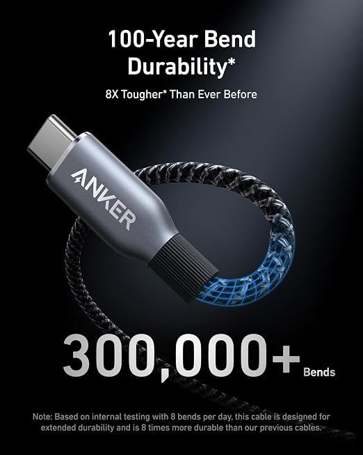 Anker Prime USB C to USB C Cable, 240W Fast Charging Durable Cable (3 ft) | USB 2.0 Upcycled Braided Nylon, 100-Year Bend Durability for iPhone 17 / 17 Pro / 17 Pro Max, MacBook, Galaxy, and More - Image 3