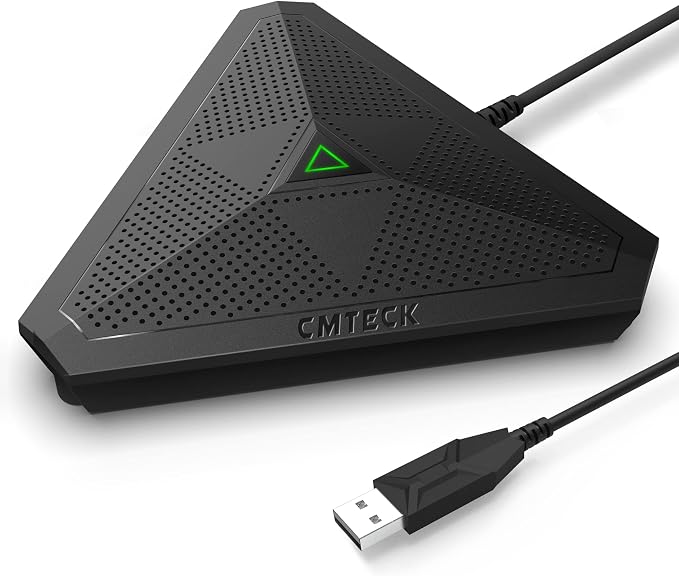 CMTECK Conference USB Microphone, Plug-and-Play Omnidirectional Desktop Mic | Built-in mute button; compact desktop design. Crystal-clear pickup for meetings, streaming. Works with Windows/macOS by CMTECK