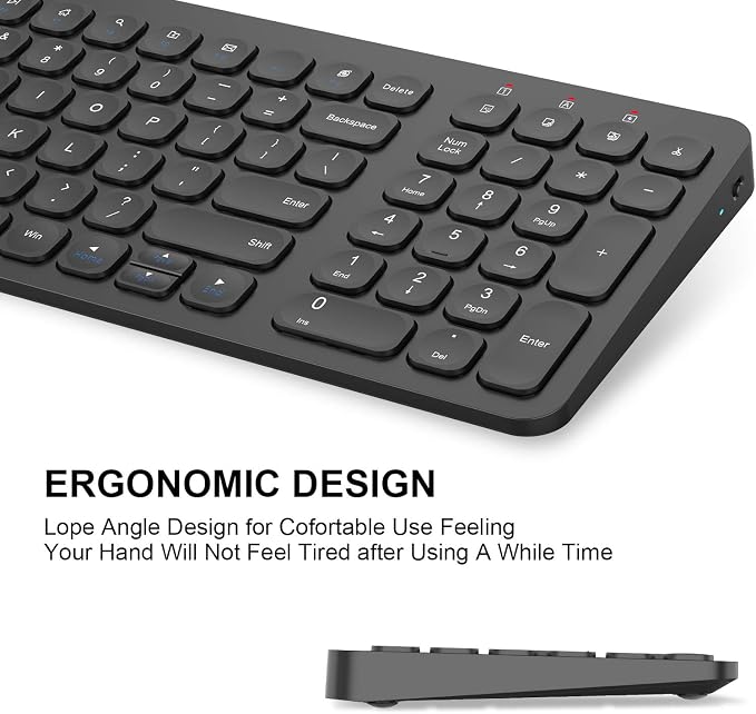 cimetech Wireless Keyboard and Mouse Combo - Black | Compact quite scissor-switch keyboard with optical mouse, includes USB-A Nano Receiver, for Computer,Mac,Laptop,PC,Windows - Image 4