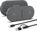 2 in 1 Wireless Charger,50W Double Wireless Charging Station for iPhone | New Update Dual 25W,Fabric Gray,Fast Induction Charging for Iphone/Samsung,For Airpods/Galaxybuds by VNBBTDirect
