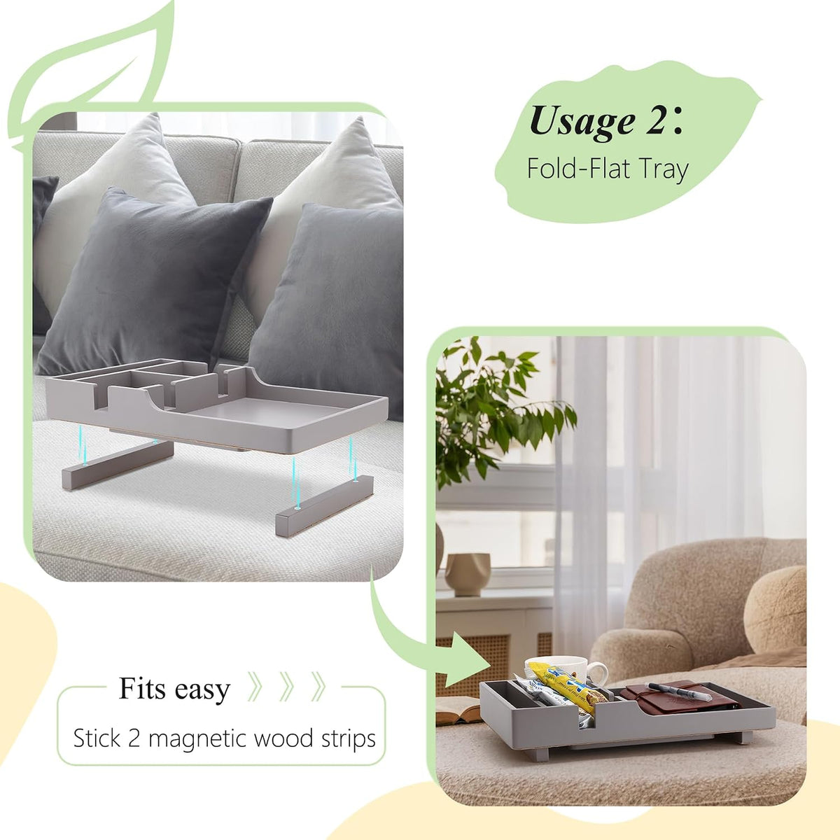 Sectional Couch Table Insert for Middle Seat,Bamboo Gray - Image 4