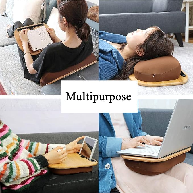 SUMISKY Lap Desk for 14" Laptops-Bamboo Laptop Desk with Cushion & Phone Holder, Portable Laptop Stand with Tray, 15x11 Inches - Image 7